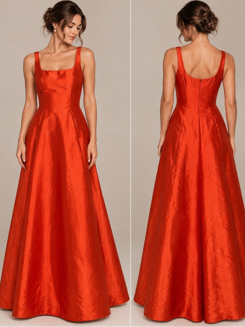 Be Darlin Orange Red Satin Formal Gown Size 7/8 – A-Line Prom Dress